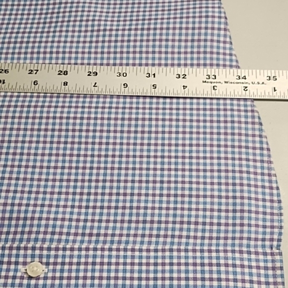 Blue Small Plaid Button Down Shirt Tall Gold Label - Picture 7 of 13